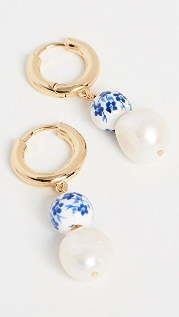 Heloise Pearl Earrings Blue